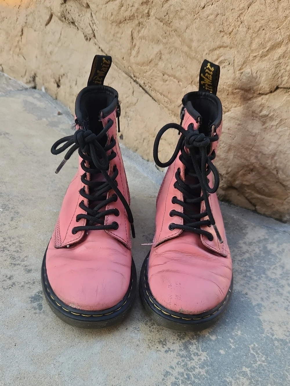 Dr. Martens 1460 Pink Lace-Up Combat Boots Size 2 Kids Girls Classic Punk Style